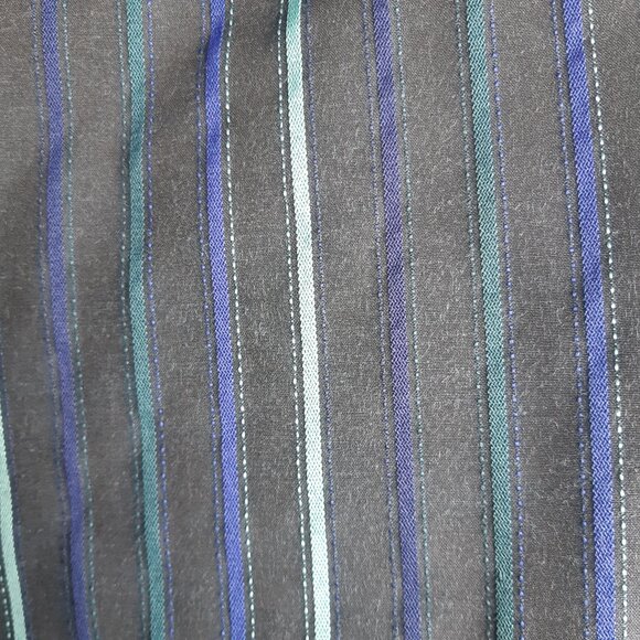 Sergio Louis Italy SZ M Black, Indigo & Teal Striped Men's Button Up Shirt - Picture 6 of 14